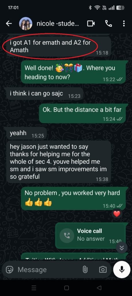 nicole testimonial best math and additional math tuition near you.