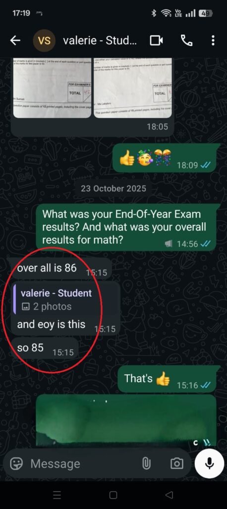 valerie testimonial. best math and additional math tuition near you.