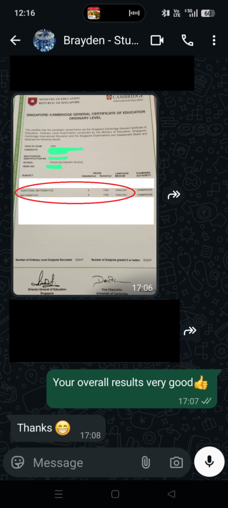 brayden testimonial of tuition with jason, a-math and e-math. best math tuition woodlands jurong west, boon lay, taman jurong, yew tee, choa chu kang, marsiling, admiralty, sembawang