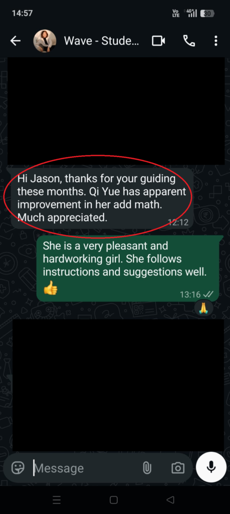 qi yue testimonial of tuition with jason, a-math and e-math. best math tuition woodlands jurong west, boon lay, taman jurong, yew tee, choa chu kang, marsiling, admiralty, sembawang