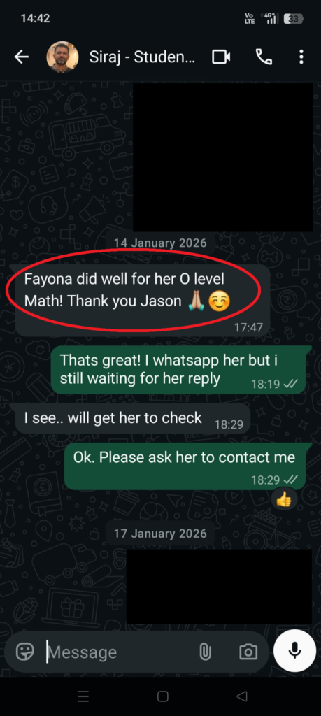 suresh testimonial of tuition with jason, a-math and e-math. best math tuition woodlands jurong west, boon lay, taman jurong, yew tee, choa chu kang, marsiling, admiralty, sembawang